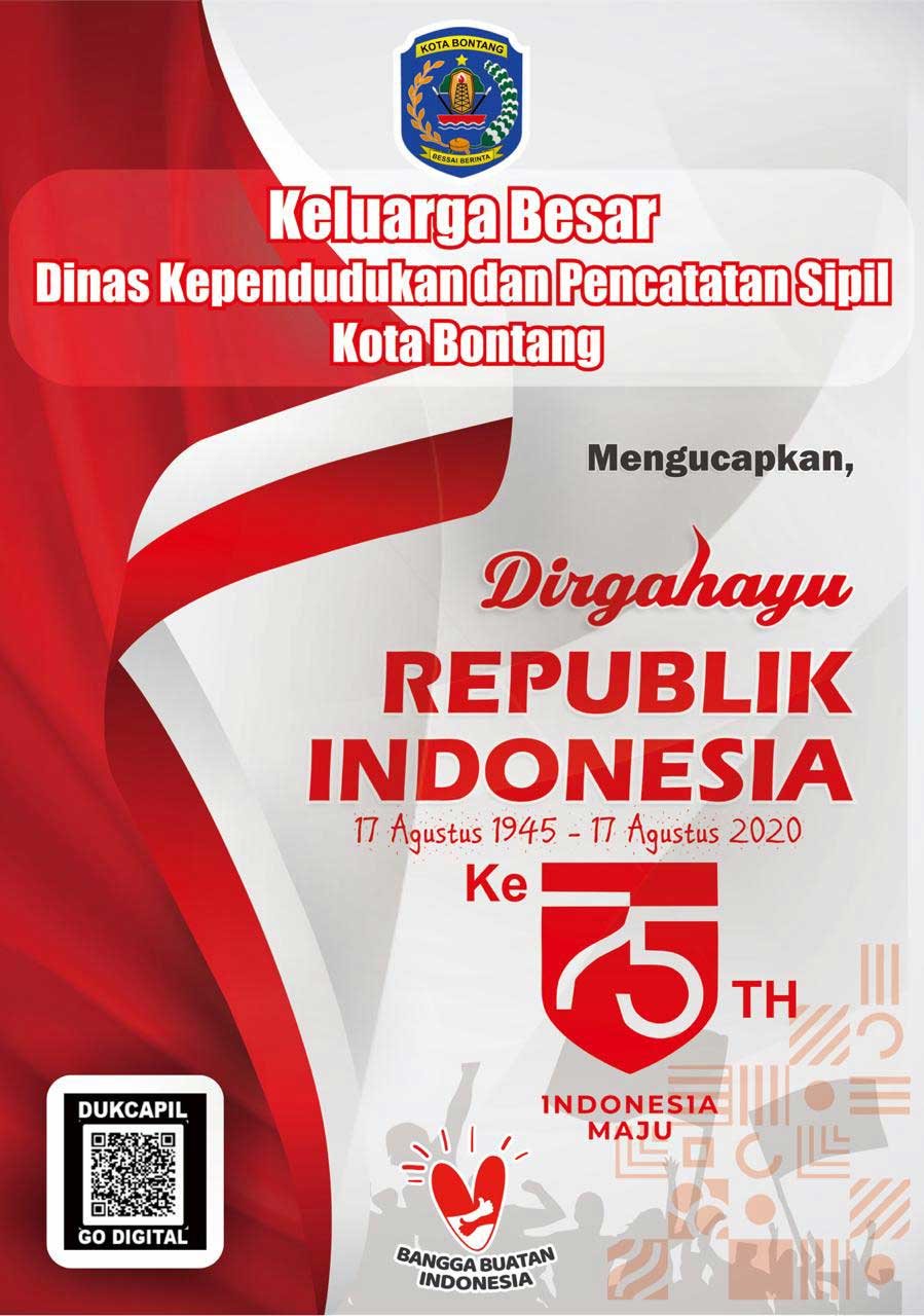 Dinas Kependudukan dan Pencatatan Sipil Kota Bontang Mengucapkan Dirgahayu repoblik Indonesia Ke-75 Tahun