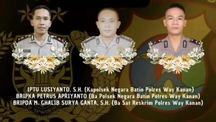 Tragedi Penembakan di Way Kanan: Tiga Polisi Gugur Saat Gerebek Judi Sabung Ayam, Oknum TNI Ditangkap